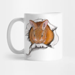 Ginger bunny rabbit bursting through hole   - cute ginger bunny rabbit white background Mug